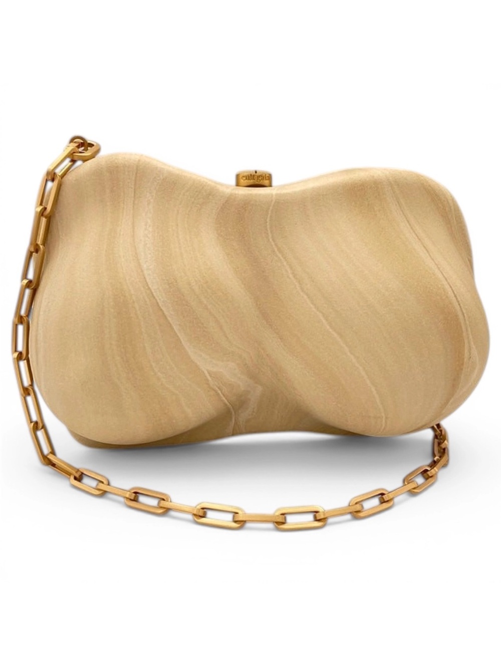 CULT GAIA Reina Acrylic Clutch | Neutral Marble Cream Bust Sculpture Bag